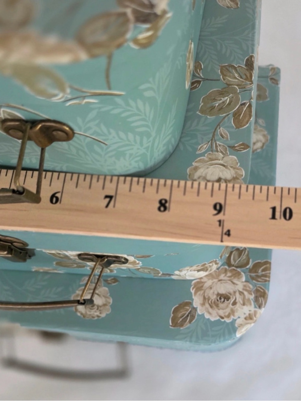 Vintage Floral Blue Decorative Storage Suitcase Set - Picture 6 of 6